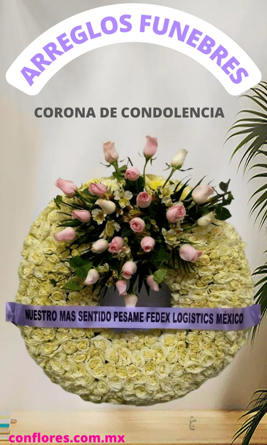 Corona Fœnebre con Rosa Blancas CDMX