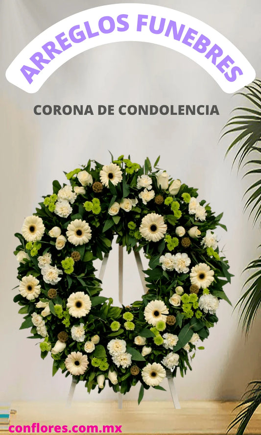 Corona Fœnebre Con Gerberas y Claveles a Funerarias Gayosso Sullivan