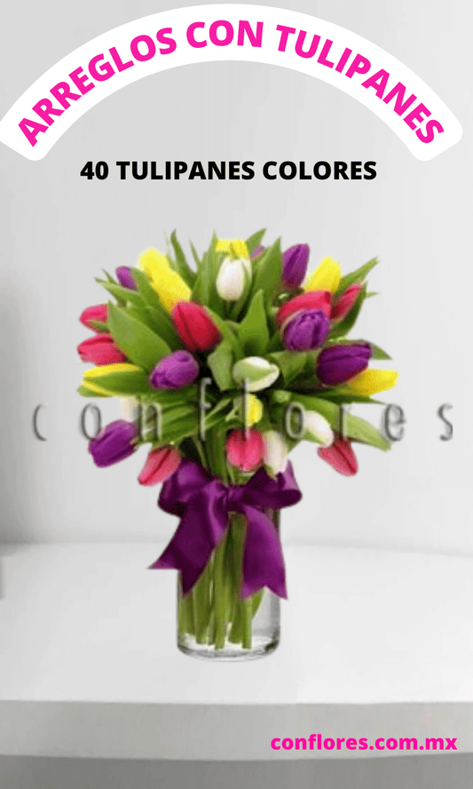 Arreglos con Tulipanes Nido Aire de Color