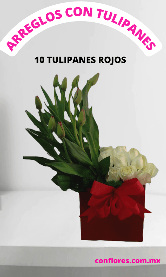 Arreglos Florales con Tulipanes Rojos Cristales