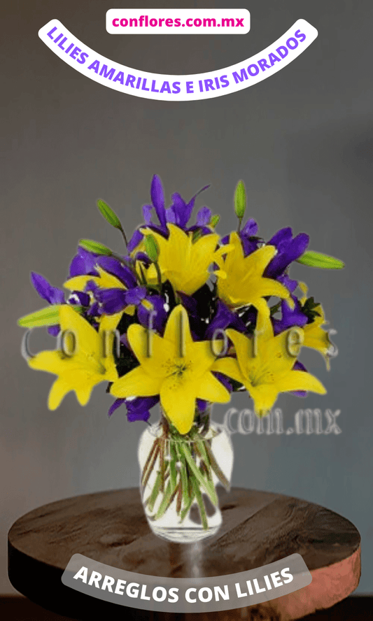 Arreglos con Lilies Amarillas e Iris Sentado a Tu Lado